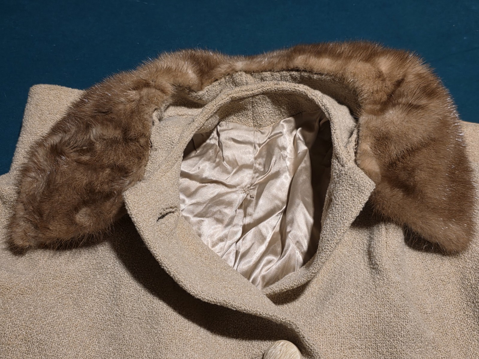 Stevens Hockanum Topaz, Vintage 50s, Long Wool Fur Coat, Womens Approx. Large