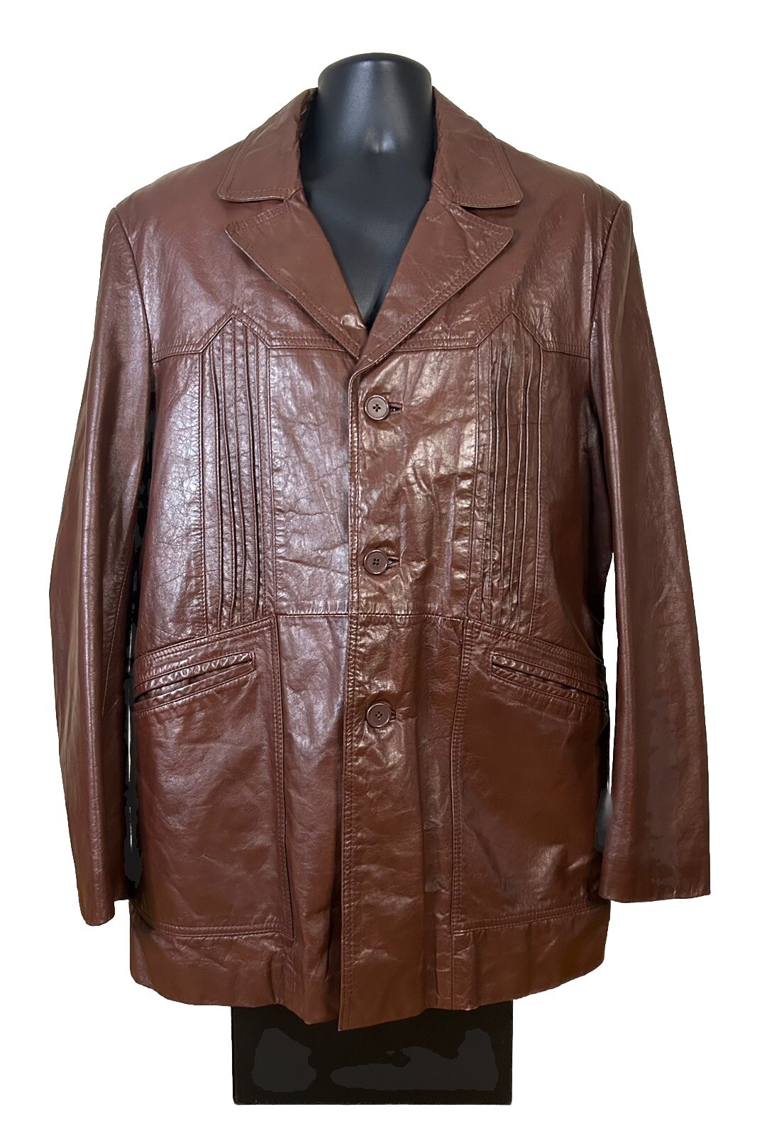 Vintage 70s Berman’s Disco Leisure Leather Coat/Jacket Sz 48 Excellent Condition