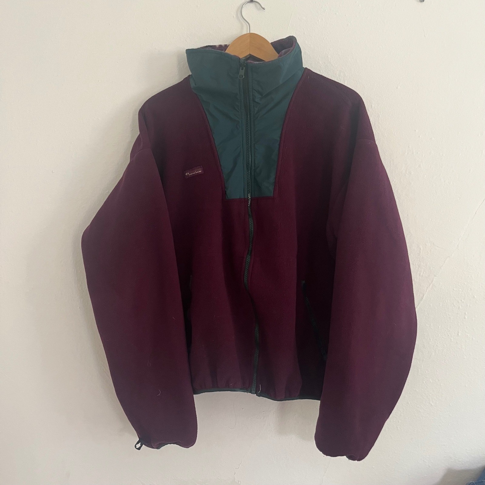 Vintage Columbia Fleece Full Zip Jacket Purple Teal Aztec Collar XL USA Made