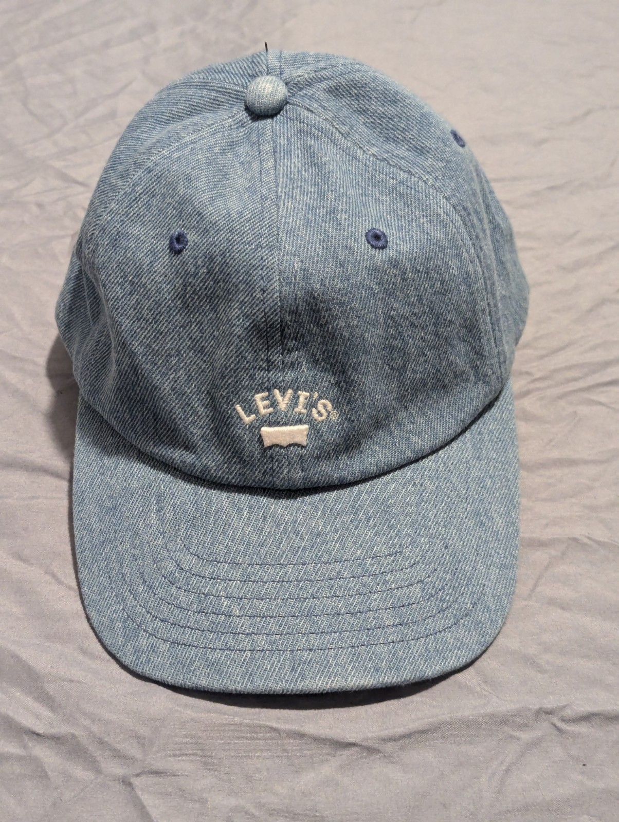 Levi’s Strauss Denim Jean StrapBack Trucker Hat Cap Light Wash Cotton Adjustable