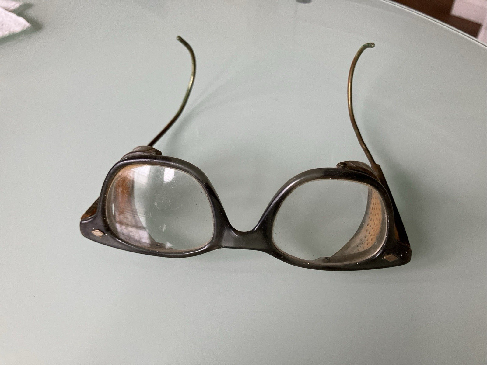 Vintage 50’s Horn Rim Safety Glasses-Clear Lenses-Industrial Eye Protection