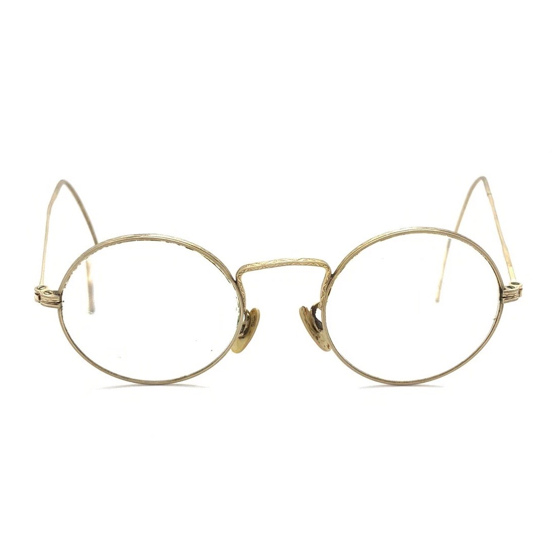 VTG AMERICAN OPTICAL AO 40mm WIRE RIM CABLE TEMPLE EYEGLASSES! 1/10 12K GF T19
