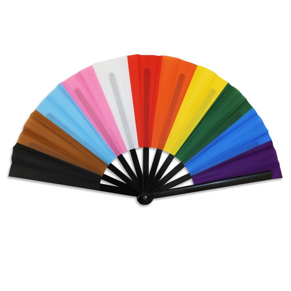 Progress Pride X-Large Hand Fans Great for LGBTQ Pride Rainbow Parades Festivals