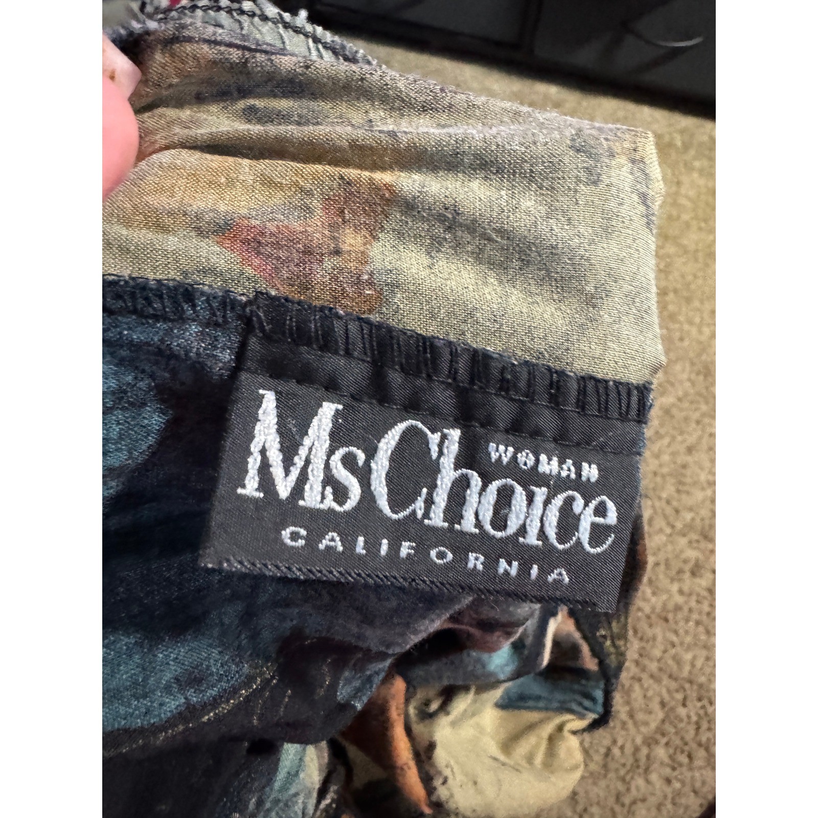 Ms Choice California Vintage Abstract Patchwork Print Shorts Elastic Waist Blue