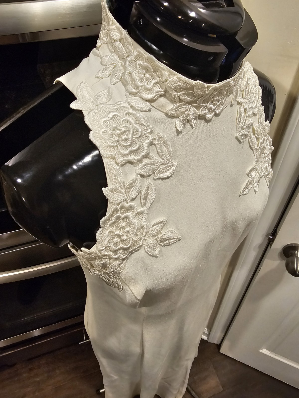 80’s Vintage Off White Creme Lace Scott Mcclintock Long Gown Dress 8