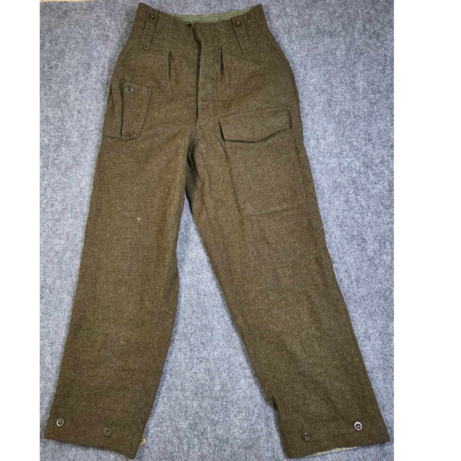 Vintage 1961 Bluvend Motecht Dutch Military Wool Pants Field Pants Brown 44