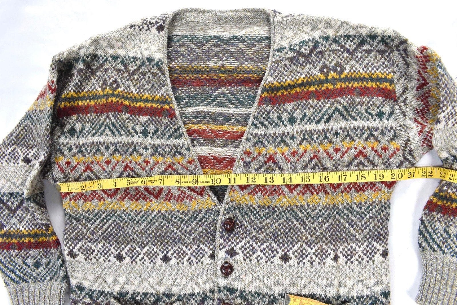 Vintage St. Michael Boys Sweater Fair Isle Cardigan Sweater Size Age 12 Made UK
