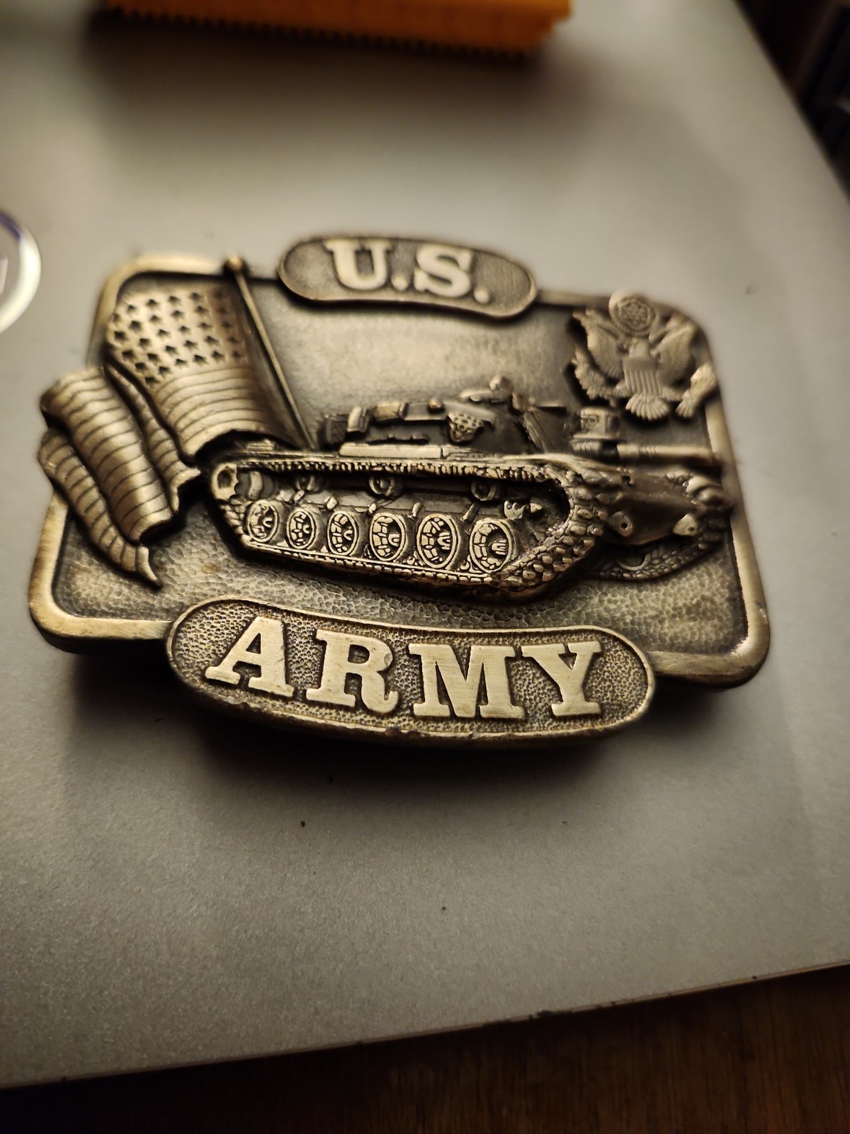 1982 Bergamot Brass Works US Army Tank Veteran Belt Buckle Vintage USA Made