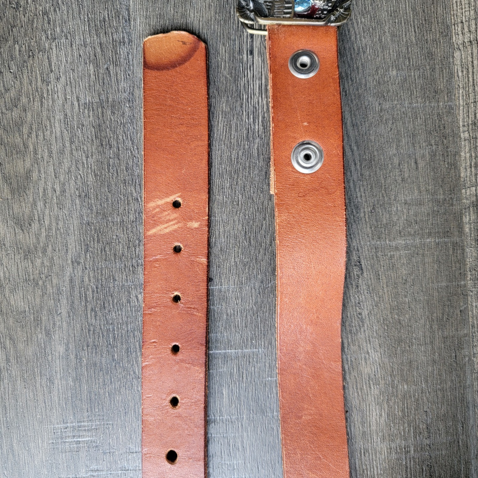 Vtg 80s The American Firefighter No Sleep Tonight Buckle Leather Belt Made USA