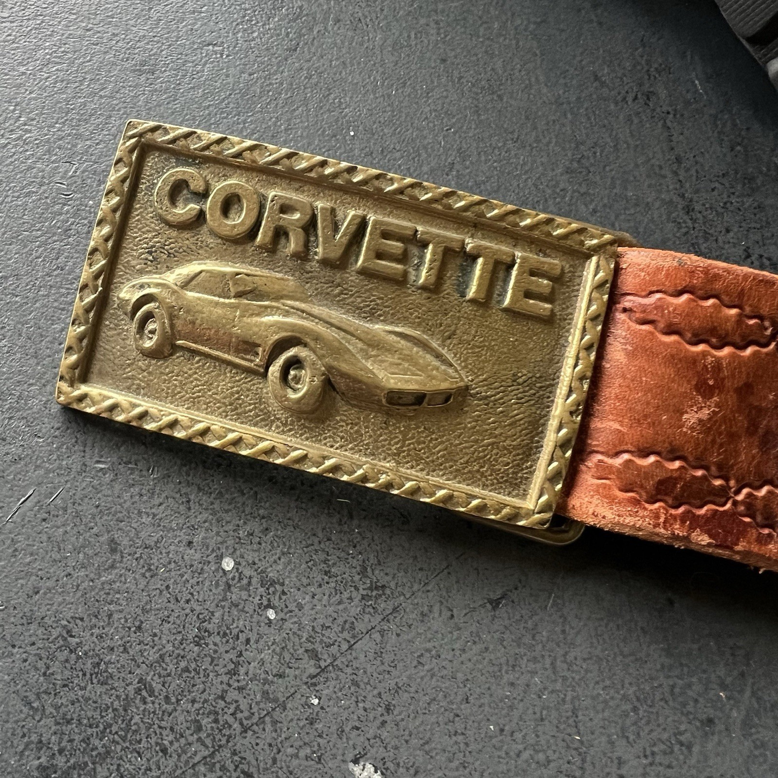 Corvette Belt Buckle Sports Car 70s Solid Brass Vintage Classic Quiet Luxury