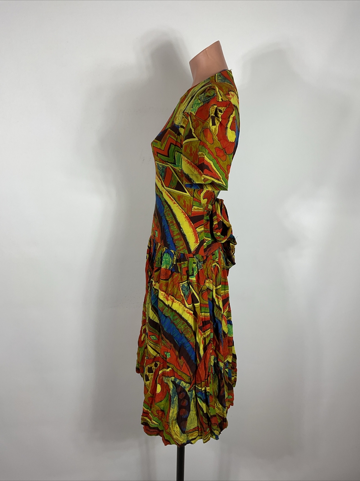 Vtg 70s MING YING TOKYO Multicolored abstract ART TO WEAR Psychedelic dress M