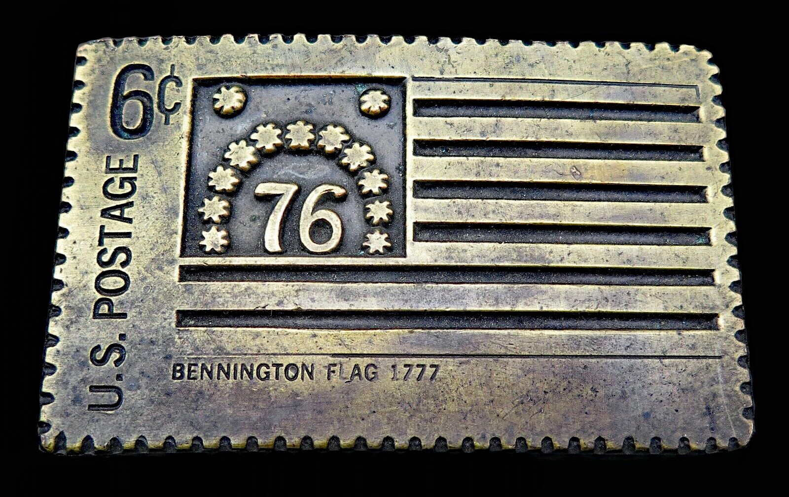 Bicentennial United States Postage Stamp Patriotic Oden Vintage Belt Buckle