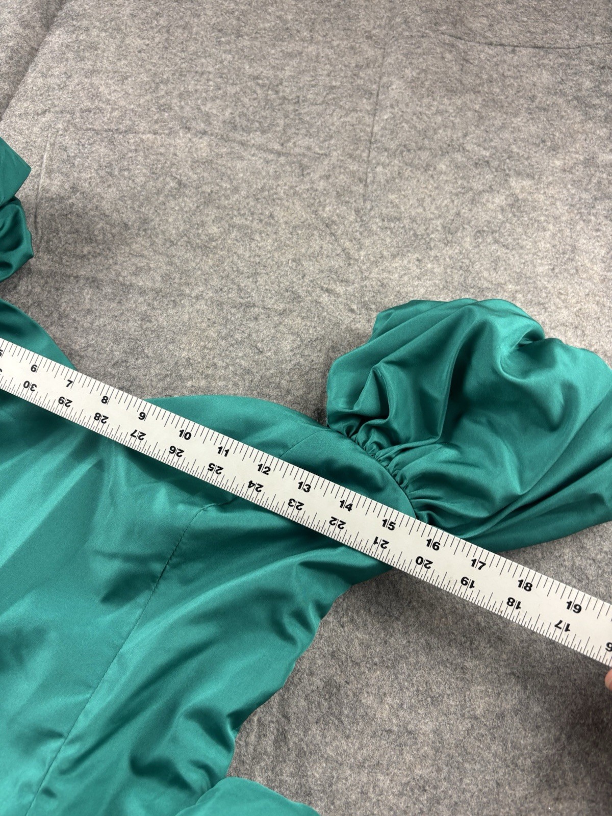 VTG 80s Taffeta Drop Waist Asymmetrical Prom Bridesmaid Dress Green Womens 8 SEE