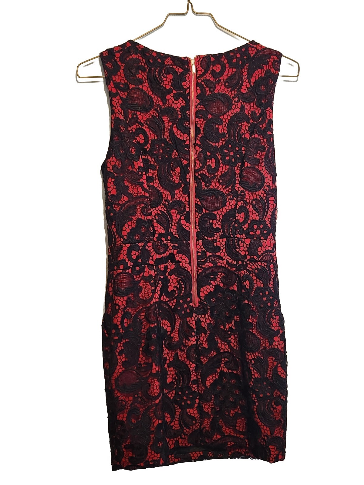 Black And RED Rayon Wool Dress Sequins Zip Deco sz Large