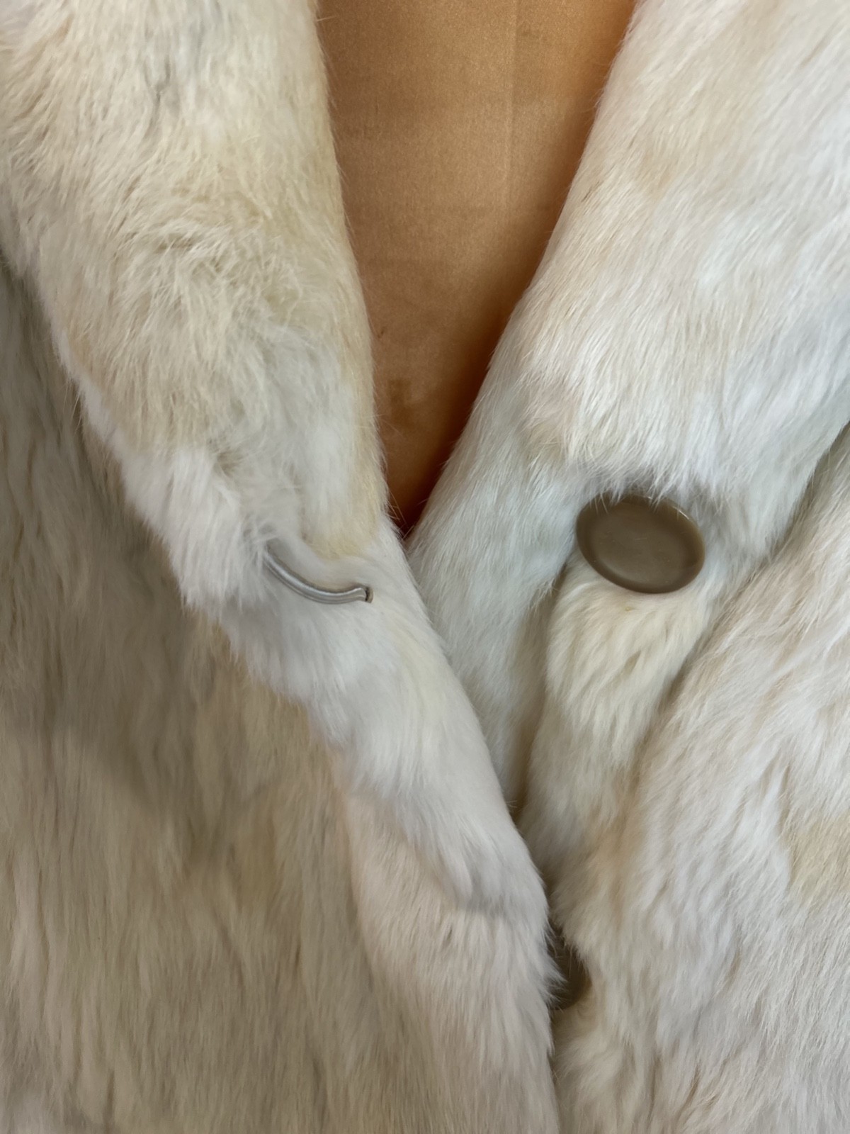Vintage Genuine Ermine Mid Length Fur Evening Coat White / Blonde 1950s