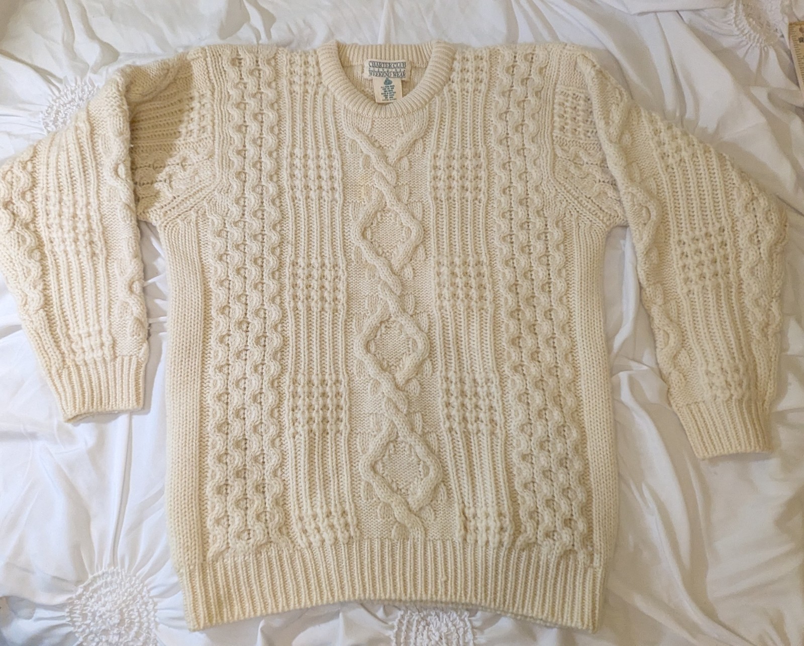 Vintage Charter Club Weekend Wear 100% Wool Sweater British Hong Kong Size M