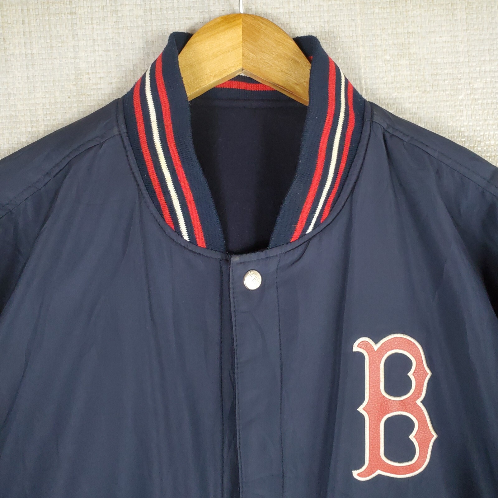 VTG JEFF HAMILTON x RED SOX Sz Large Mens Leather Wool Reversible Bomber Jacket