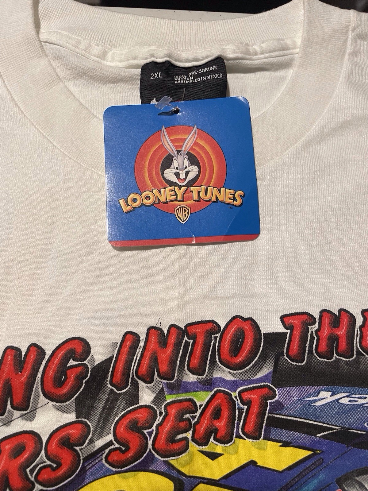 Vintage 2001 Jeff Gordon Bugs Bunny Shirt White Chase Authentics Men’s 2XL