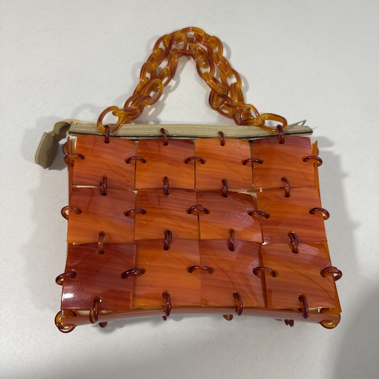 Meyer Purse Handbag Lucite Amber Square Quilted Design Vintage 1950’s