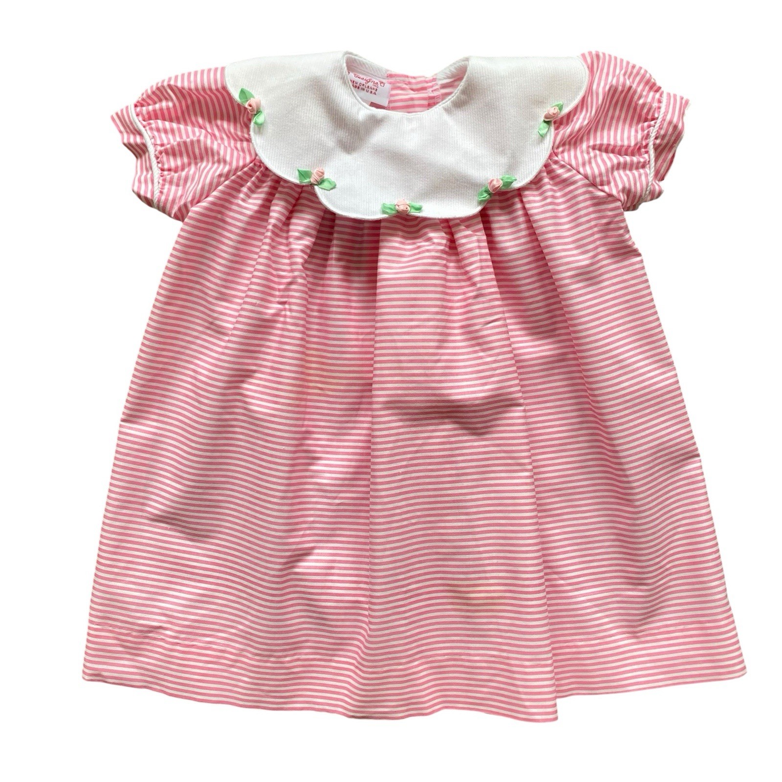 Vintage Linley Designs Baby Toddler Dress 18 Months Pink Embroidered Cotton