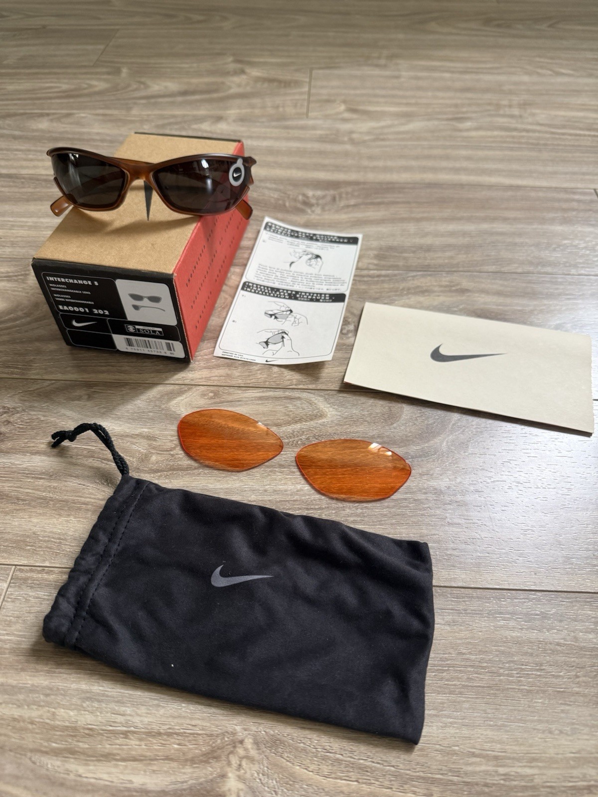 NEW Vintage Nike Interchange S EA0001 202 Sunglasses Changeable Lens With Box