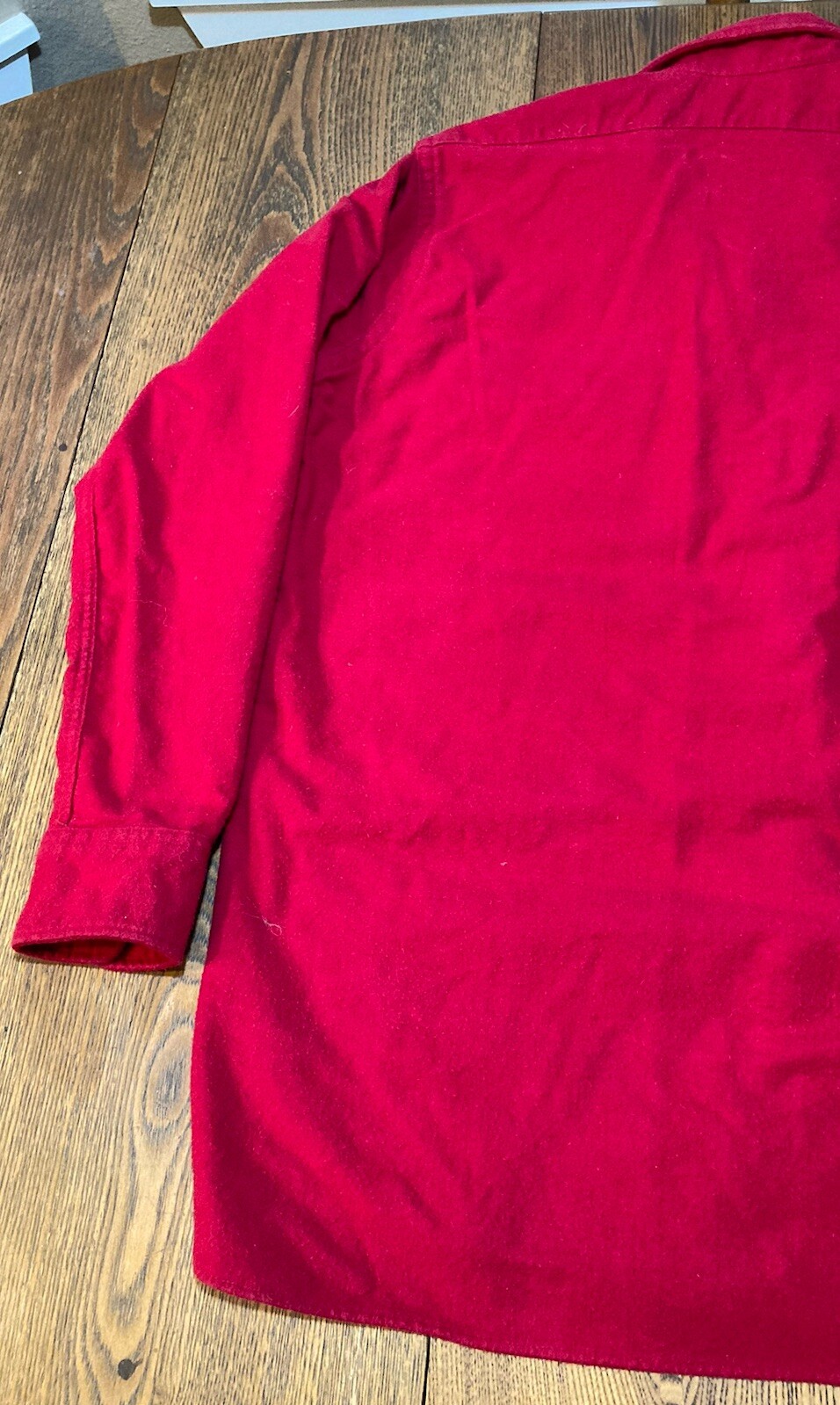 Vintage LL Bean Script Label Cotton Shirt Red Made In USA -15 1/2