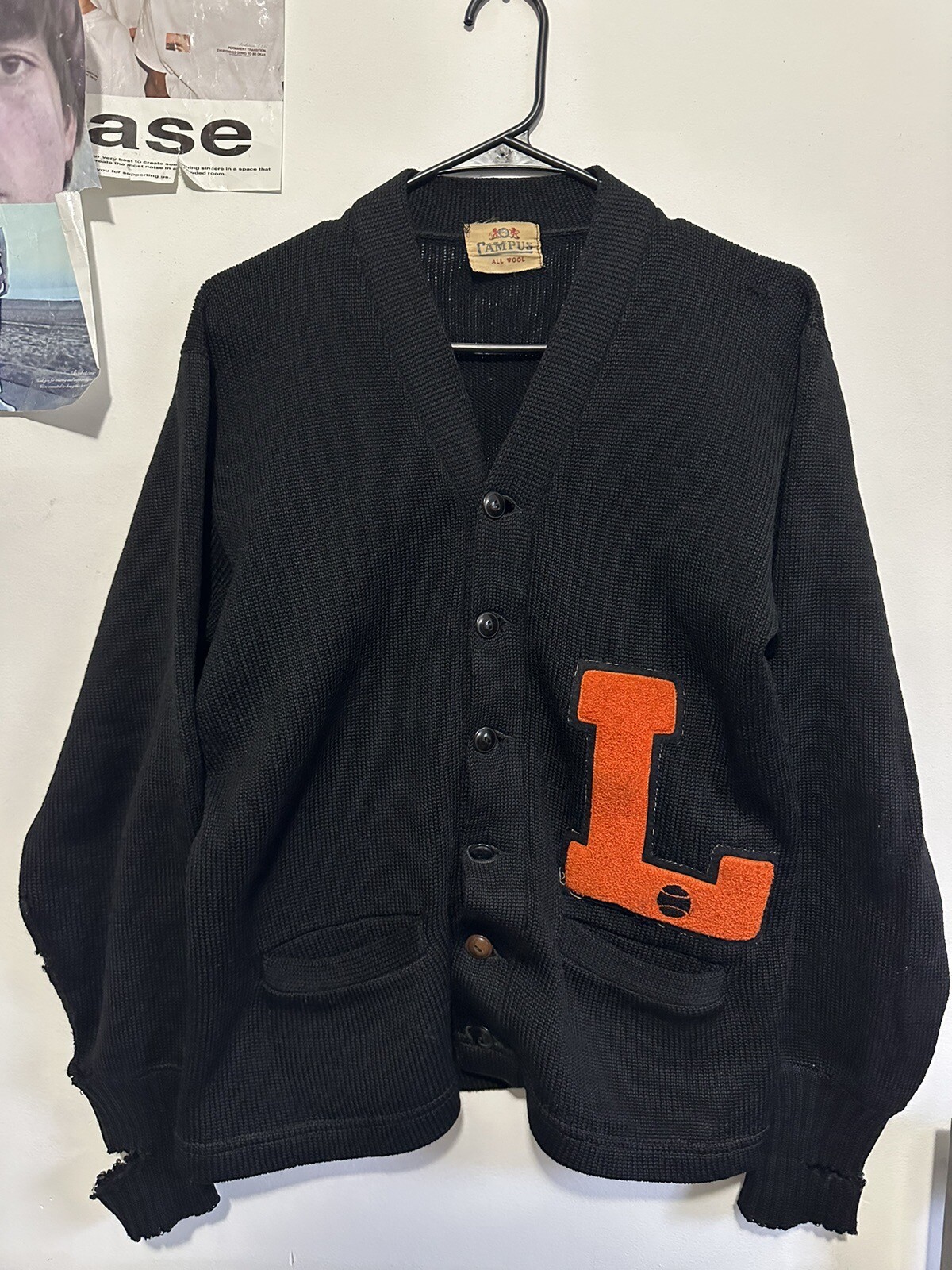 Vintage 1950’s Campus Wool Cardigan Letterman Sweater All Star Award Wool