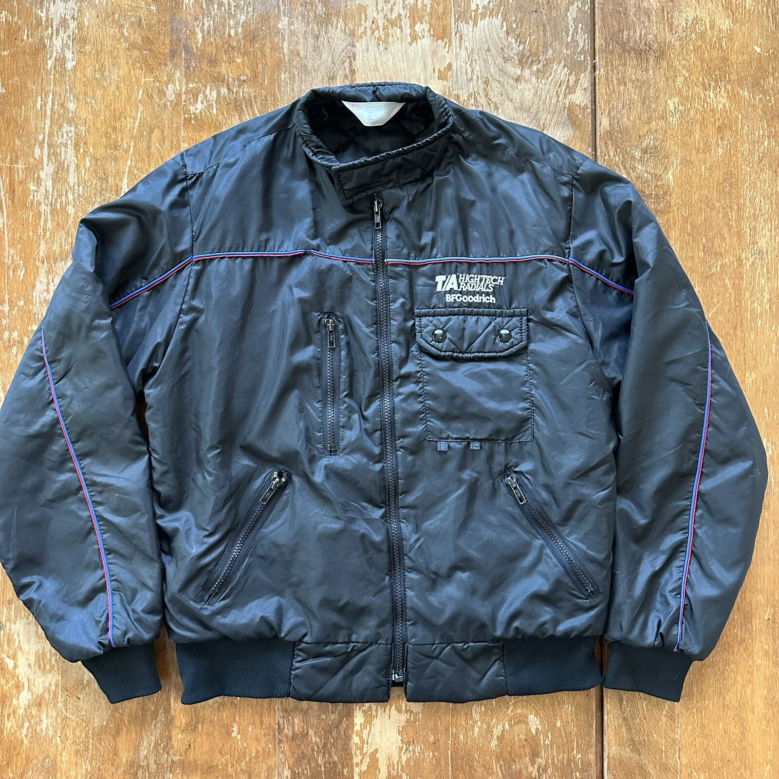 Vintage 80s/90s BF Goodrich T/A Radials BFG Puffer Jacket Black Medium