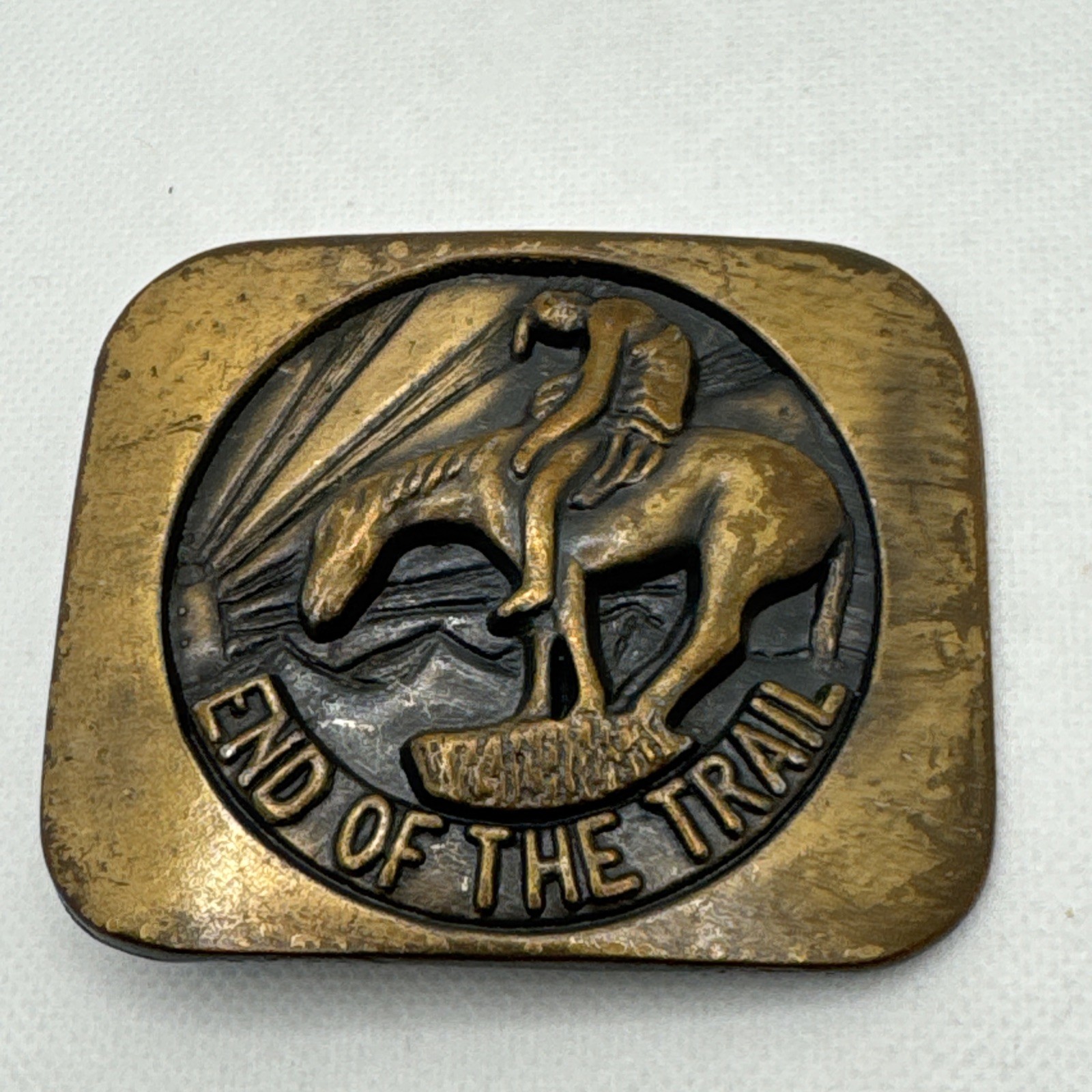 Vintage End of the Trail Belt Buckle Vintage 1970s Native American