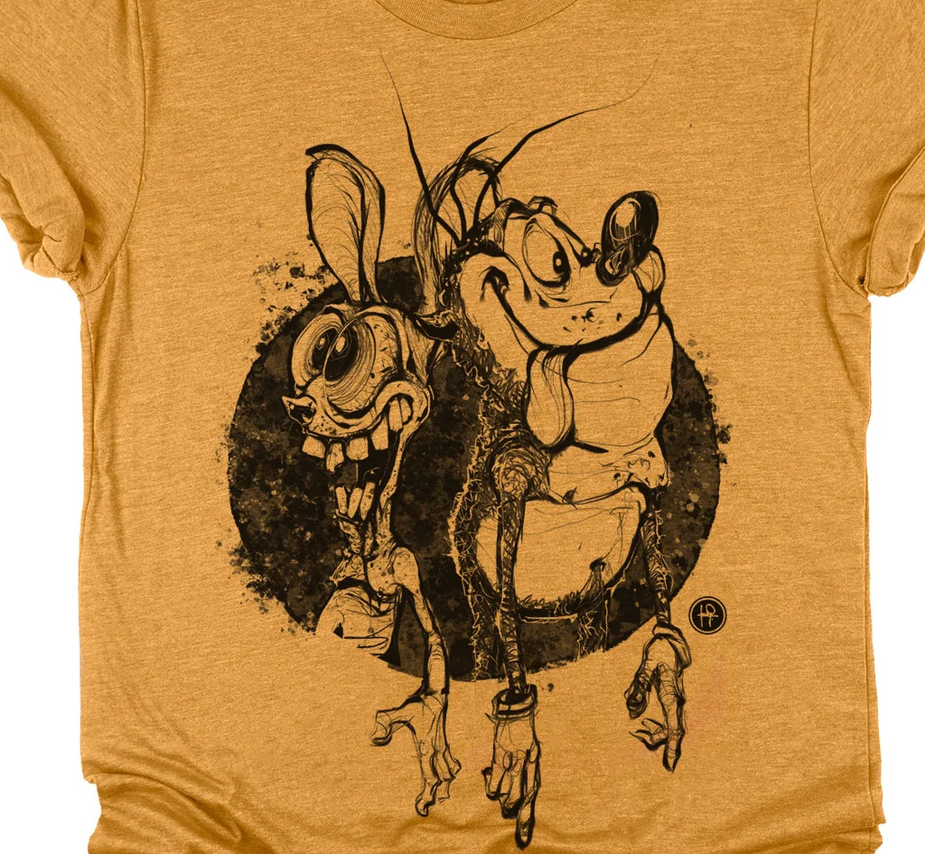 BASIC Ren and Stimpy yellow T-shirt Unisex short sleeve All sizes XY03