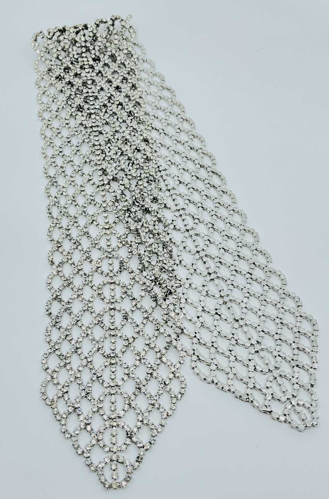 Vintage Heavy Estate 1980’s Rhinestone Silver Runway Belt 28” Long 303 Grams!!!
