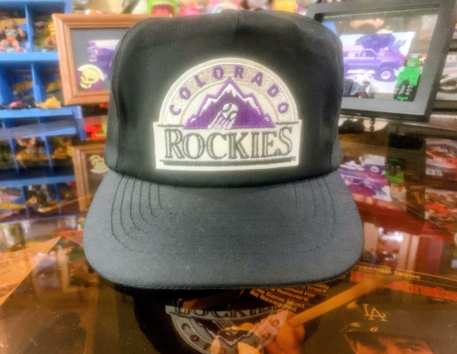 Vintage Rare Colorado Rockies MLB Baseball Sports Patch Hat Black Cap Snapback