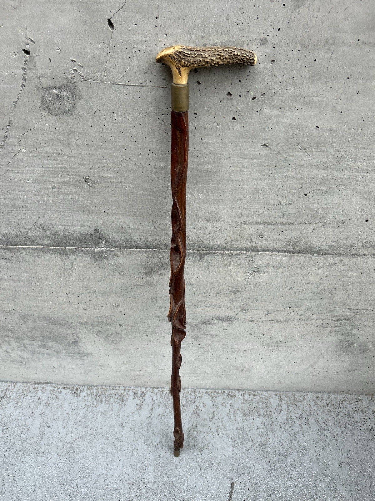 Vintage Antique Antler Stag Irish Blackthorn Shillelagh Walking Stick Cane