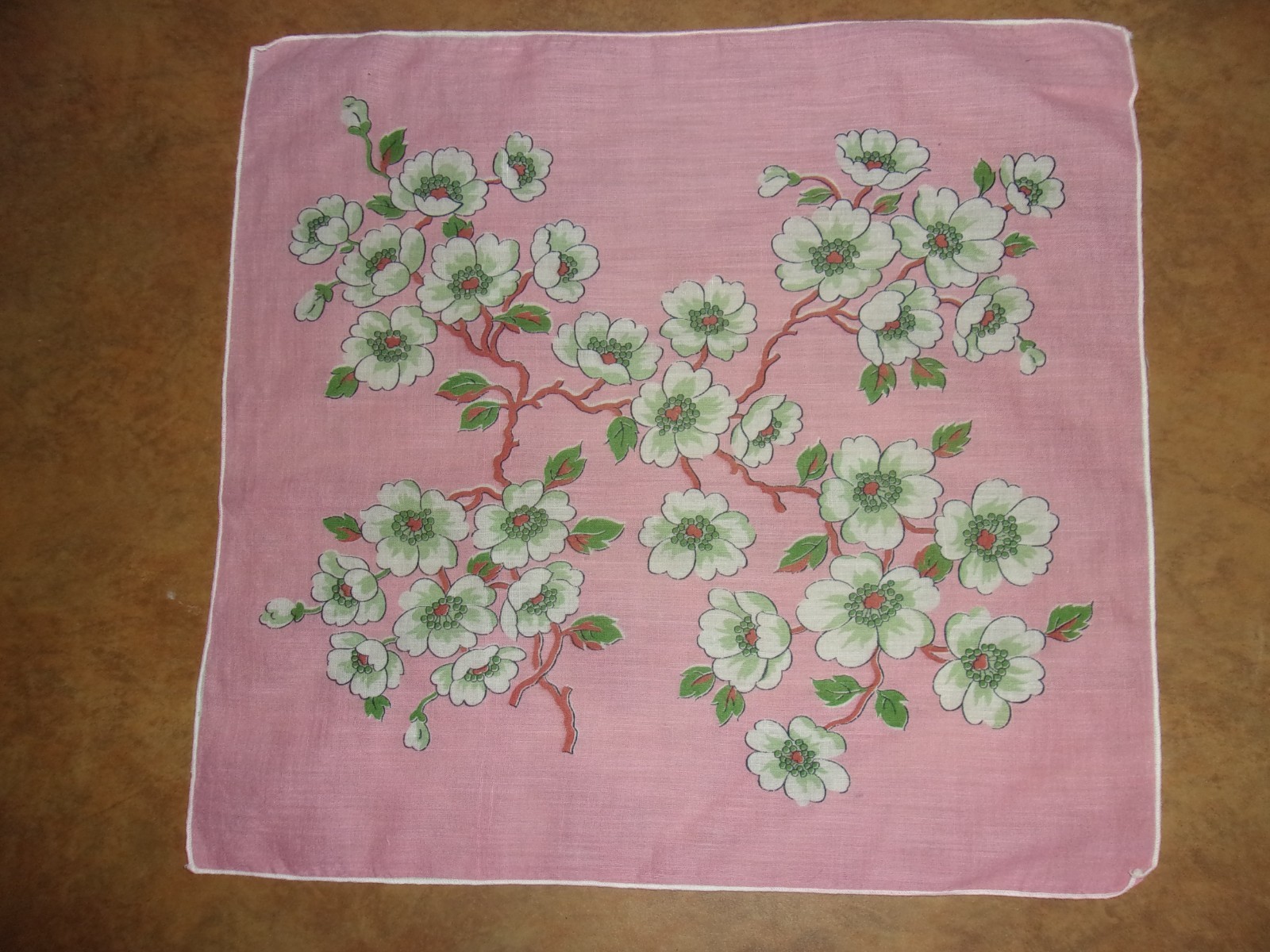 Vintage Handkerchief Floral Design 13″x 13″ (A)