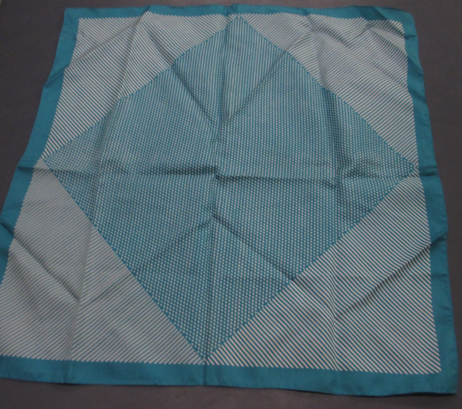 Scarf Vintage Women’s Aquamarine w/ Blue Polka Dot Pattern 22 x 22 inches
