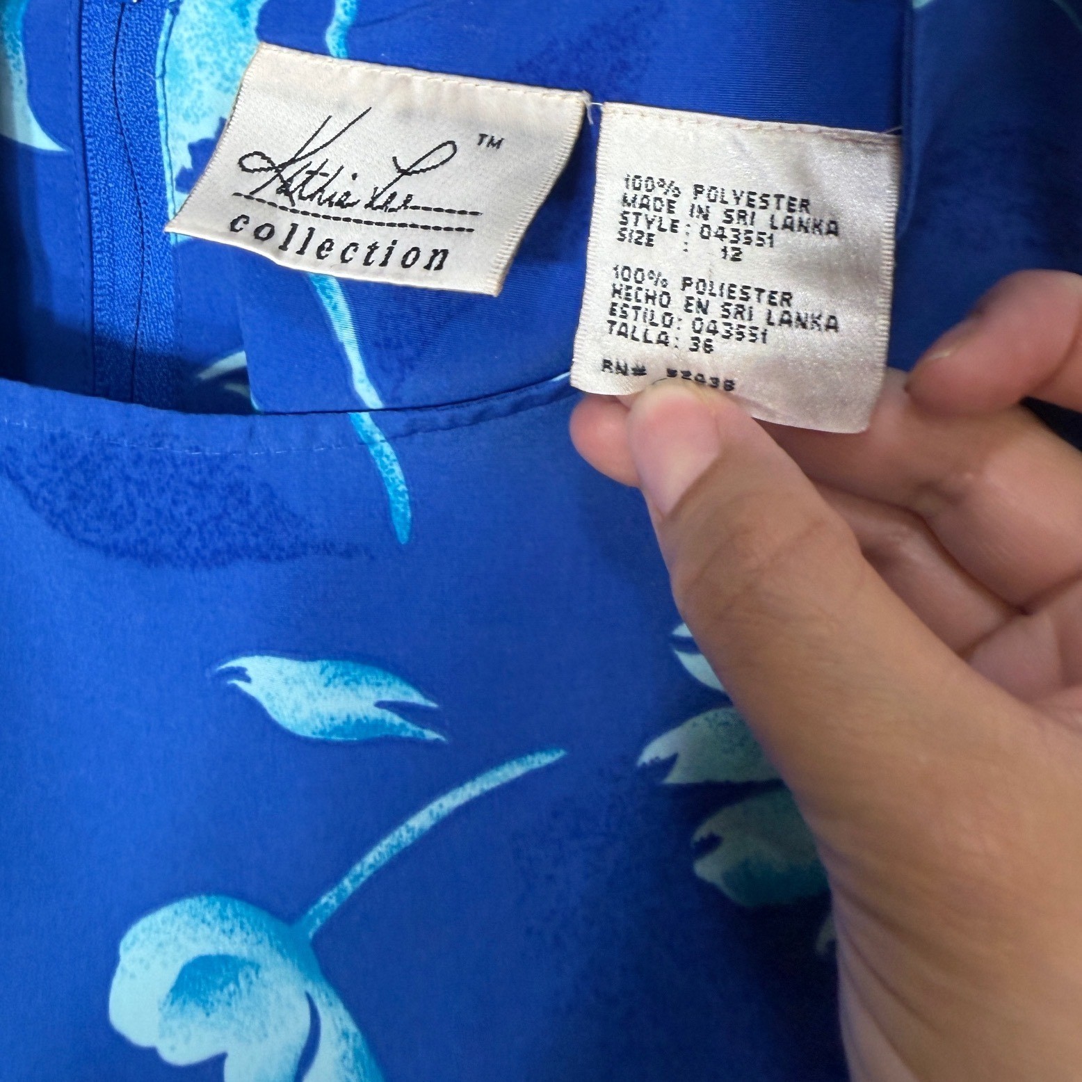 Kathie Lee Collection Blue Floral Sleeveless Maxi Dress Size 12 Vintage