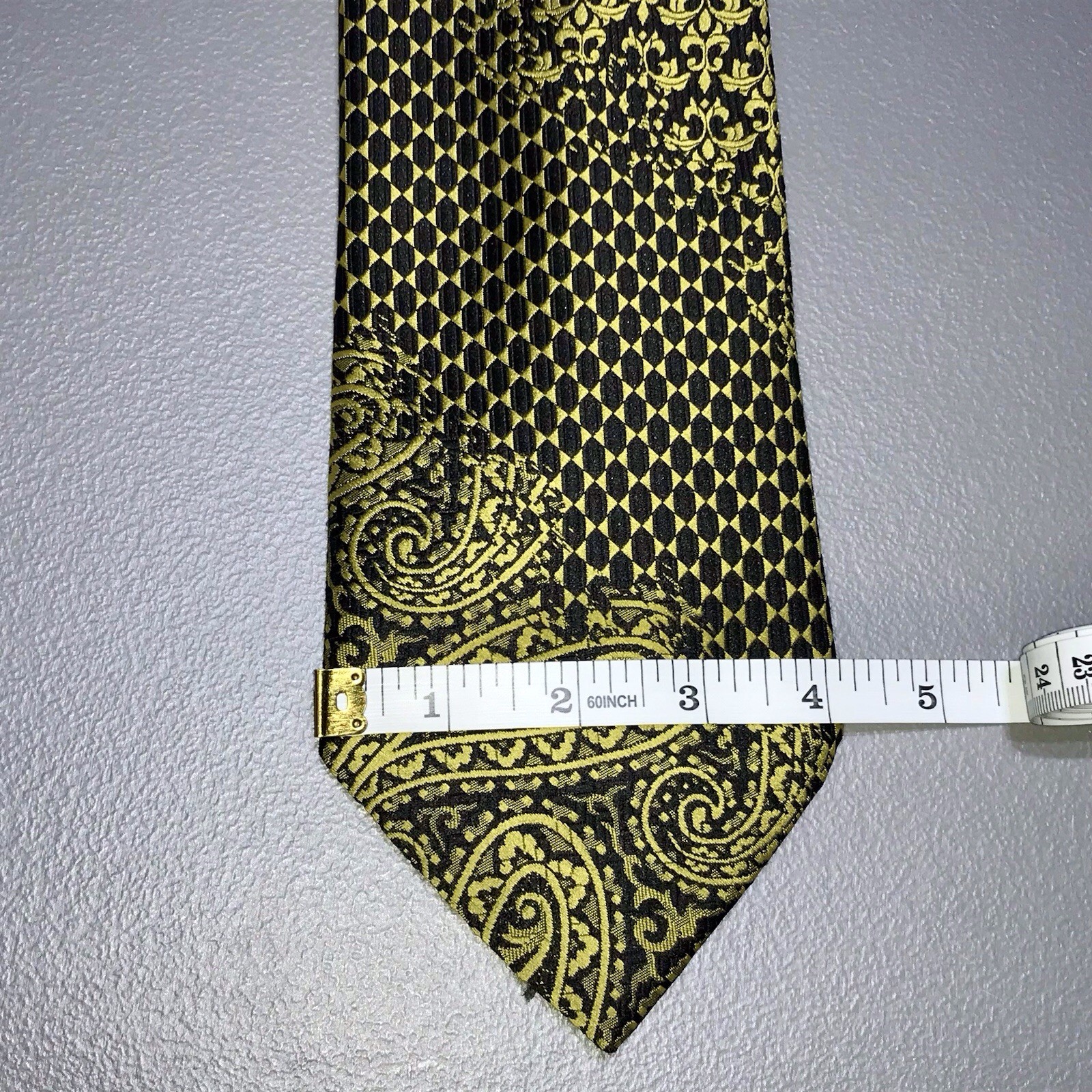 VTG 1970s Sears The Men’s Store Necktie Wide Gold Paisley Groovy Print