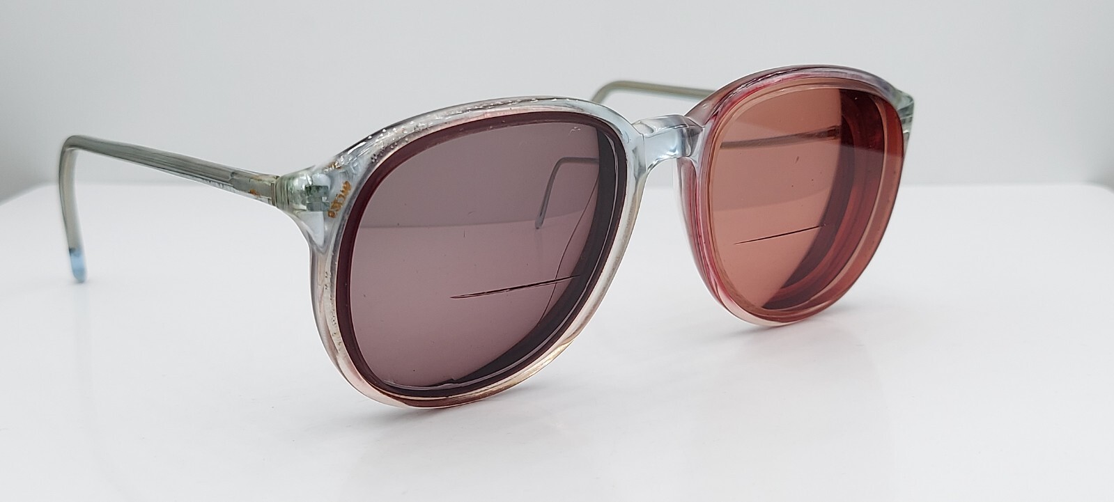 Vintage Pride K328 Blue Brown Oval Horn-Rimmed Sunglasses USA FRAMES ONLY