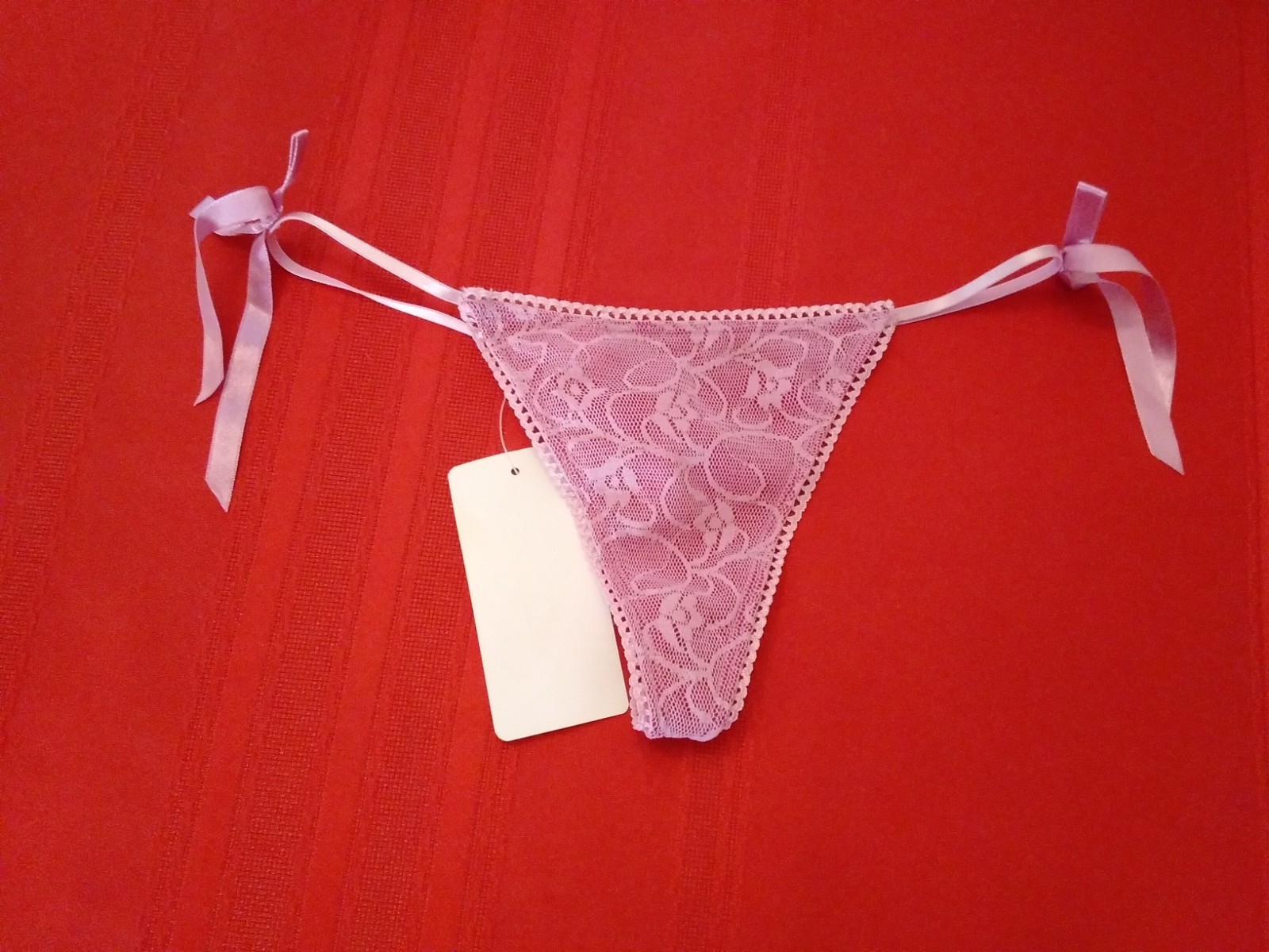 Panties NWT Vintage Rene Rofe Lingeire Side Tie Lace Pink String Bikini Thong 7