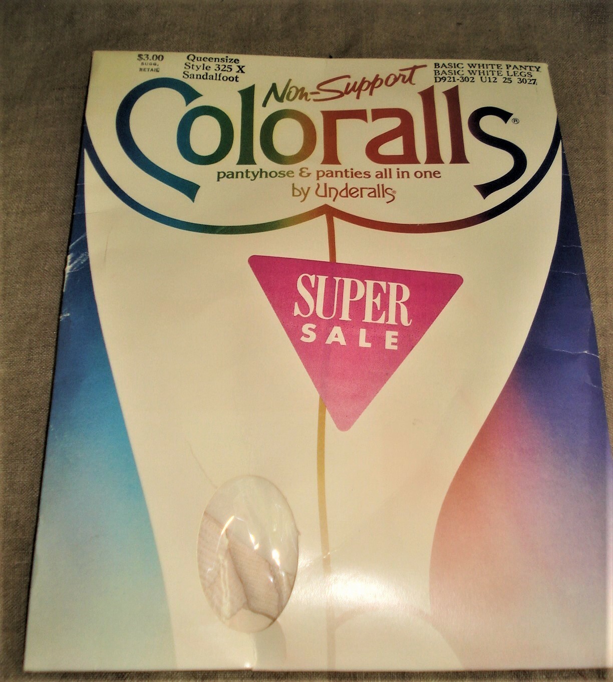Vtg 80s Coloralls Pantyhose BASIC WHITE Queen Size Sandalfoot Style 325 NOS