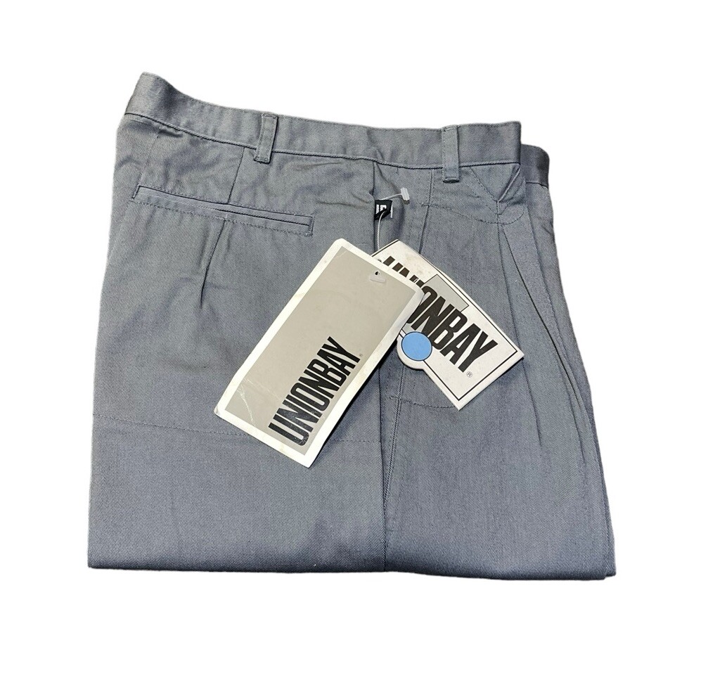 Vintage NOS Unionbay Grey Pleated Pants Boys Youth Size 16 NEW NEEDS BUTTON