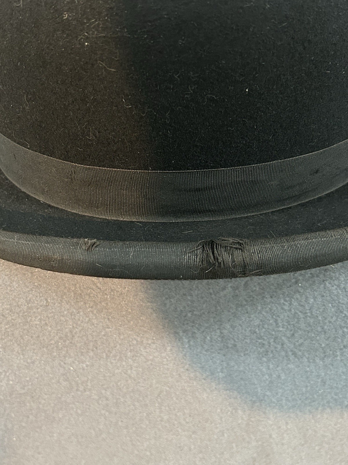 Antique Bowler Hat Black Felt Derby 7 1/4 USA made By Hatters Union