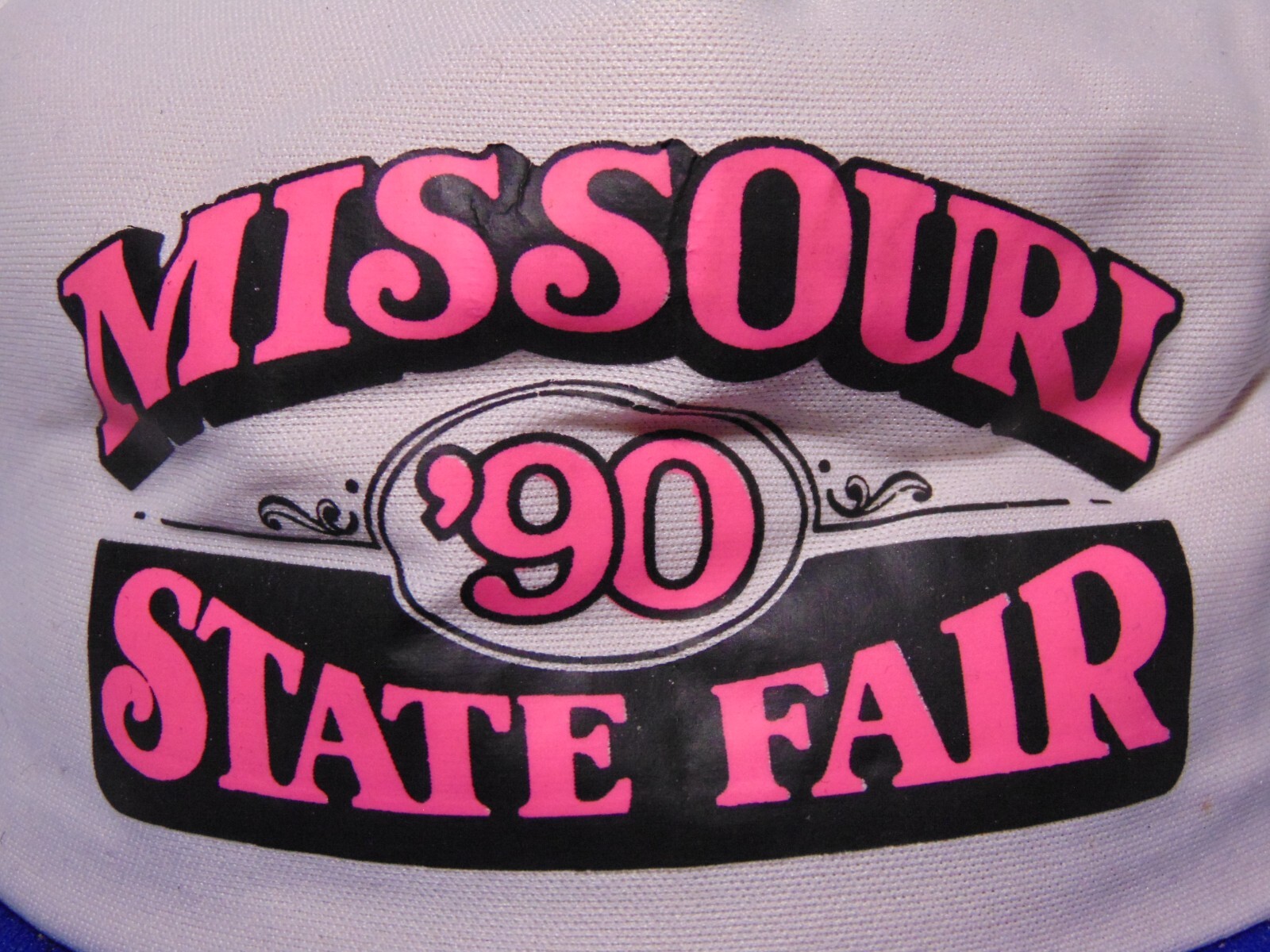 1990 New Vintage MISSOURI STATE FAIR BLUE NEON PINK SNAPBACK TRUCKER HAT CAP USA