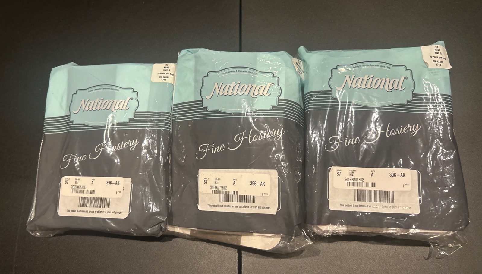 Vtg National Fine Hosiery 3 Lots 18 Pairs Sheer Panty Hose Color Mist Size A