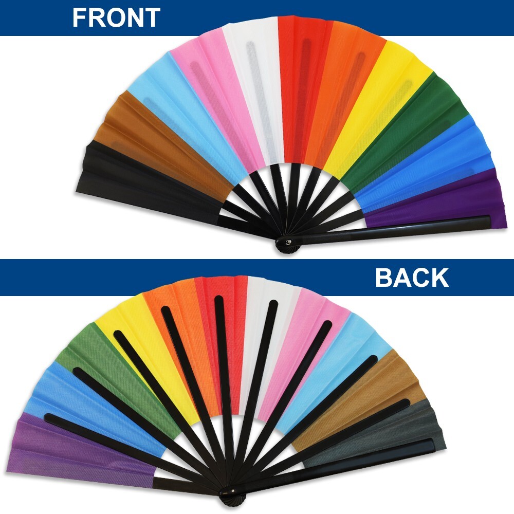Progress Pride X-Large Hand Fans Great for LGBTQ Pride Rainbow Parades Festivals