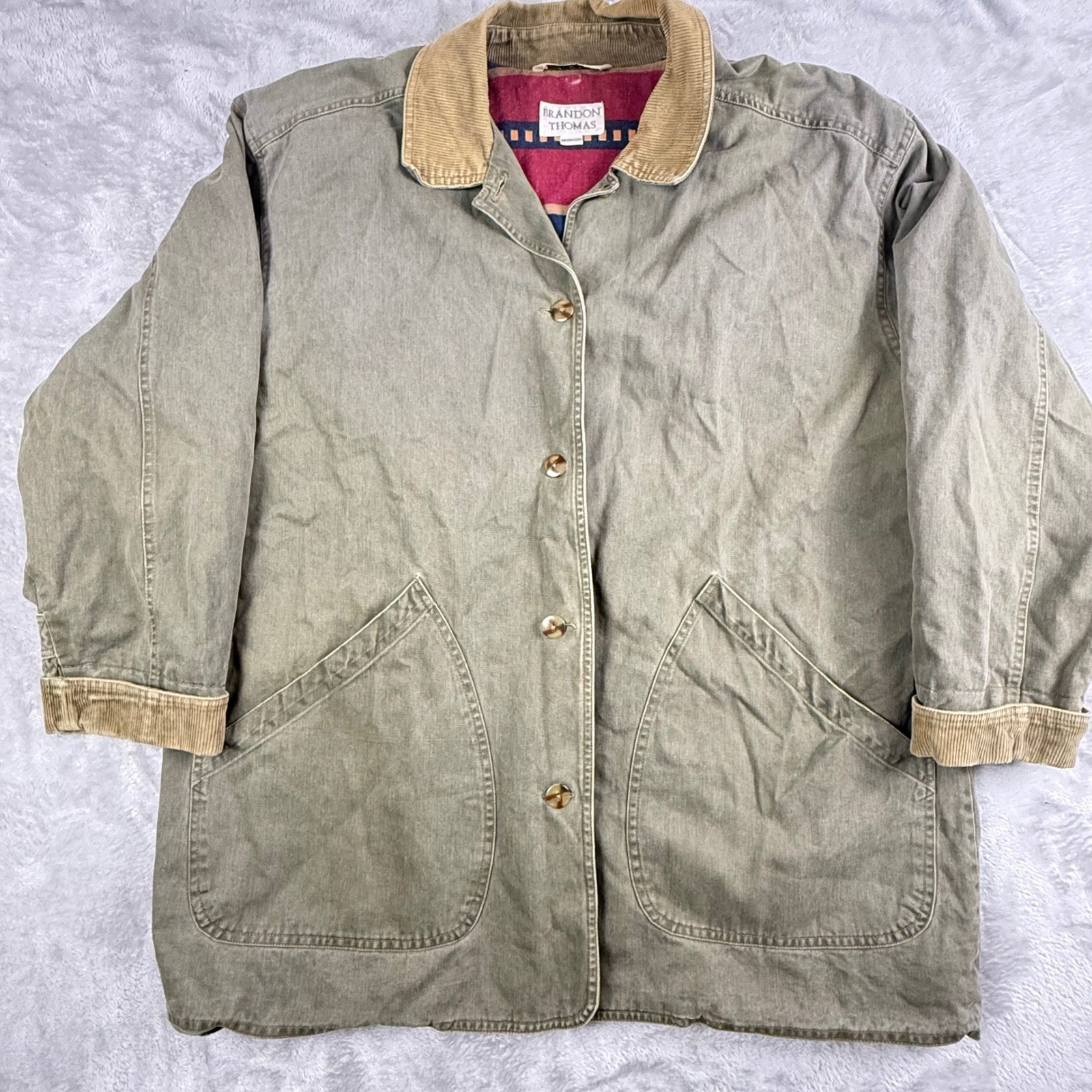 Vintage Brandon Thomas Blanket Lined Chore Jacket Canvas Workwear Oversized XL