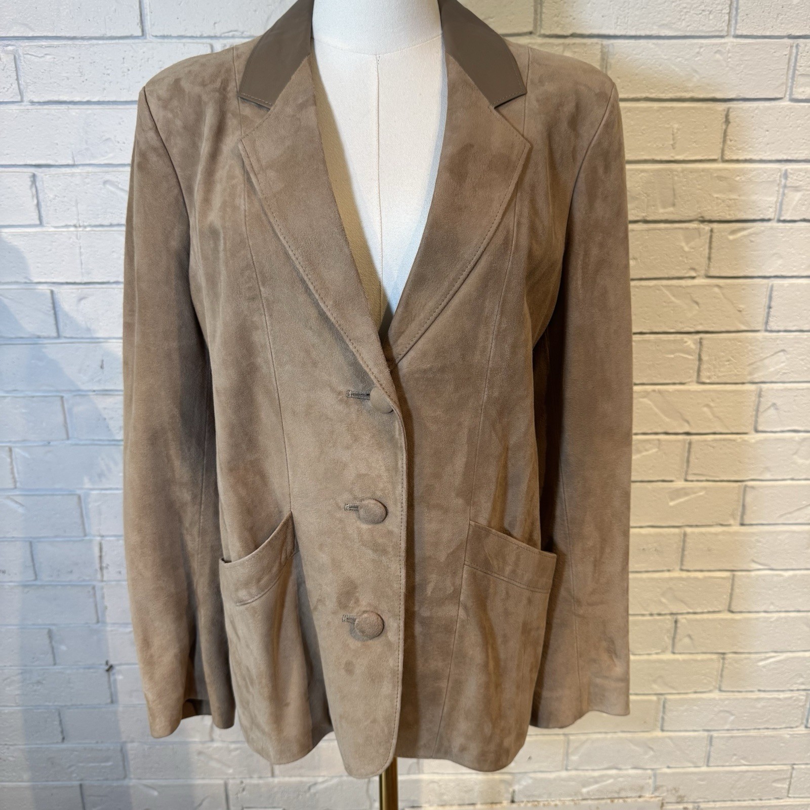 Vintage 80s 90s Skin Things Tan Suede Blazer Jacket Womens 10