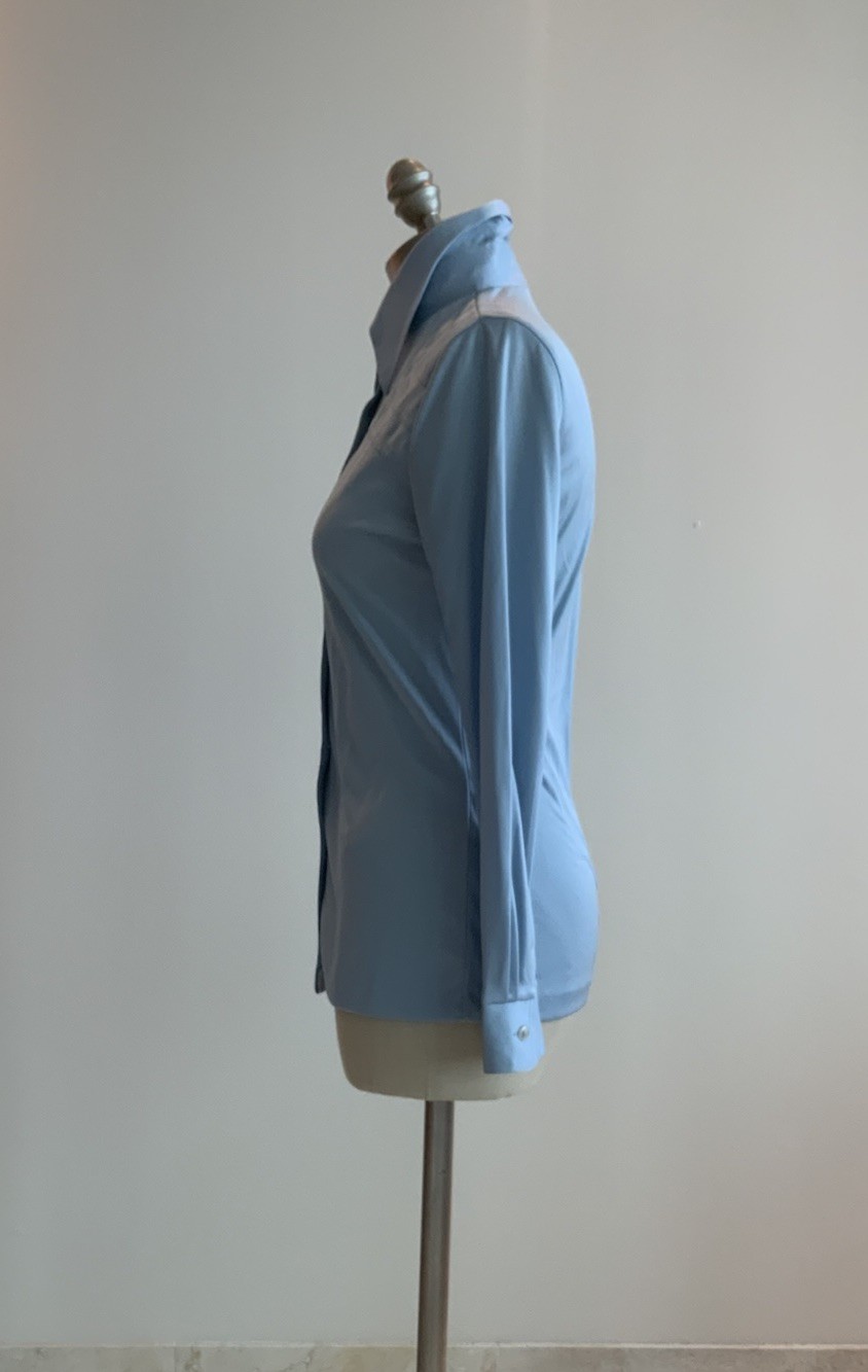 Vintage 70’s Bobbie Brooks Womens Disco Shirt Retro Baby Blue Juniors Size 9