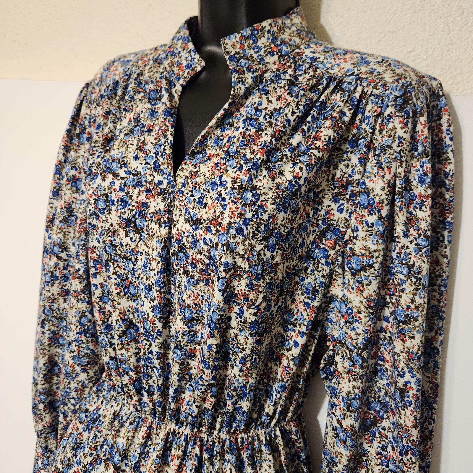 Vintage 70s Sears Jr Bazaar Dress Small print floral groovy boho modest