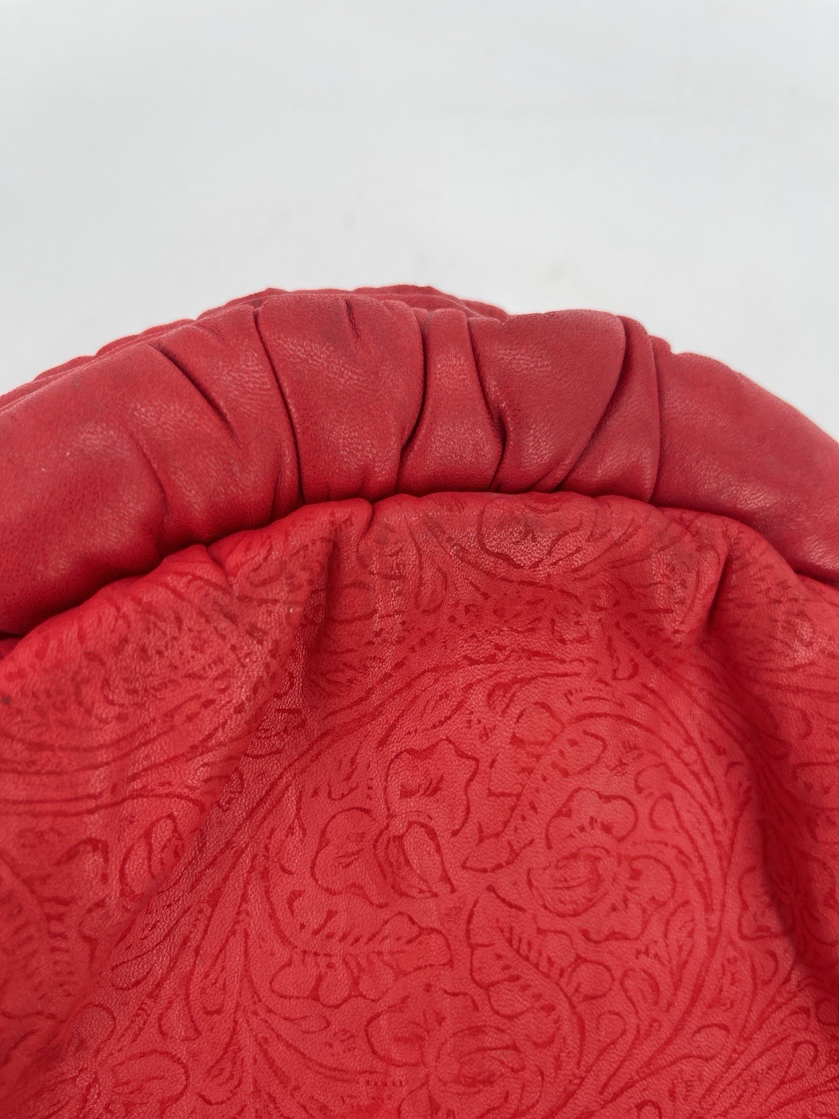 Vintage 70’s Margolin Red Leather Gathered Bag With Subtle Design